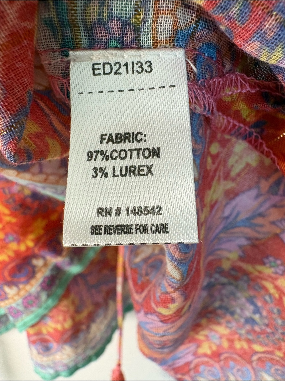 Aratta Gold Tinsel Women’s Silent Journey Ruched Floral Blouse Size XL Sku#158 - Picture 8 of 11